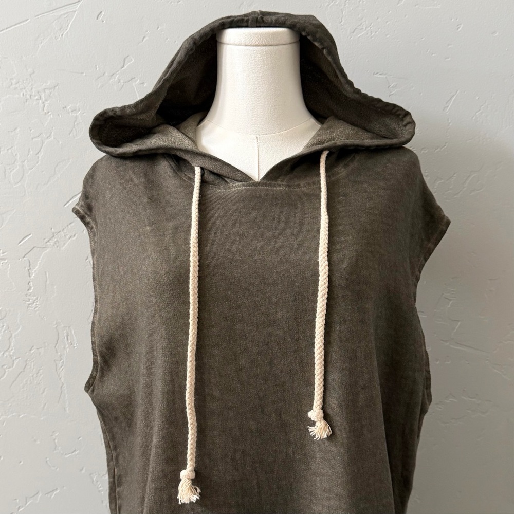 POL Mineral Wash Olive Sleeveless Hoodie T-Shirt Dress SMALL - Picture 8 of 13